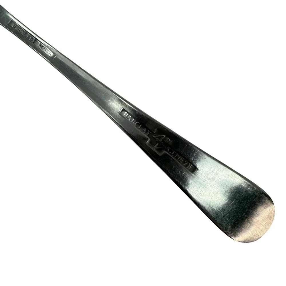 6 Vintage Oval Place Spoons Oyster‎ Bay Barclay Geneve Stainless Steel Flatware